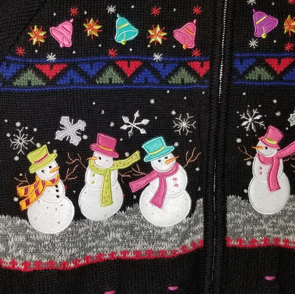 Vintage Christmas Carolling Snowmen Sweater - Picture 5 of 6